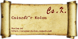 Csiszér Kolos névjegykártya